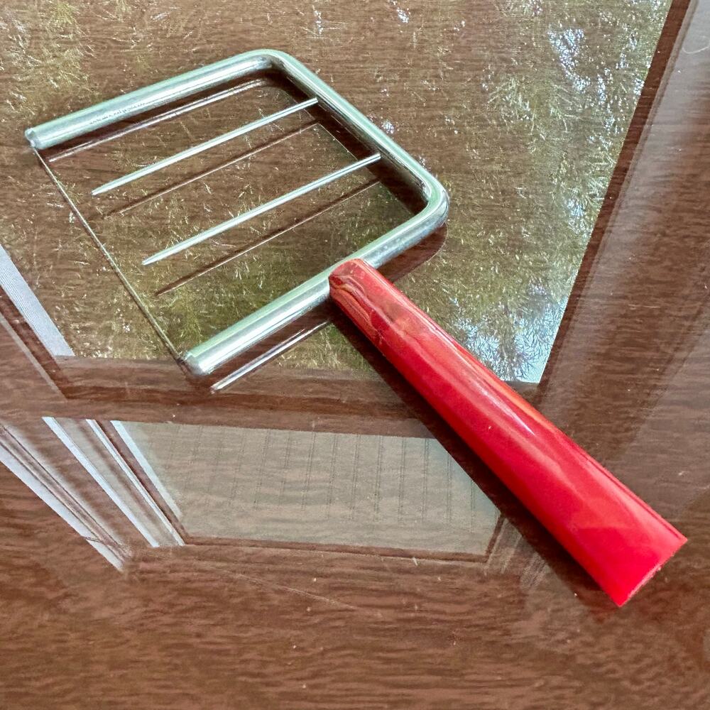 Vintage Red Swirled Bakelite Cheese Cutter, Cake Cutter Slicer Mid-Century